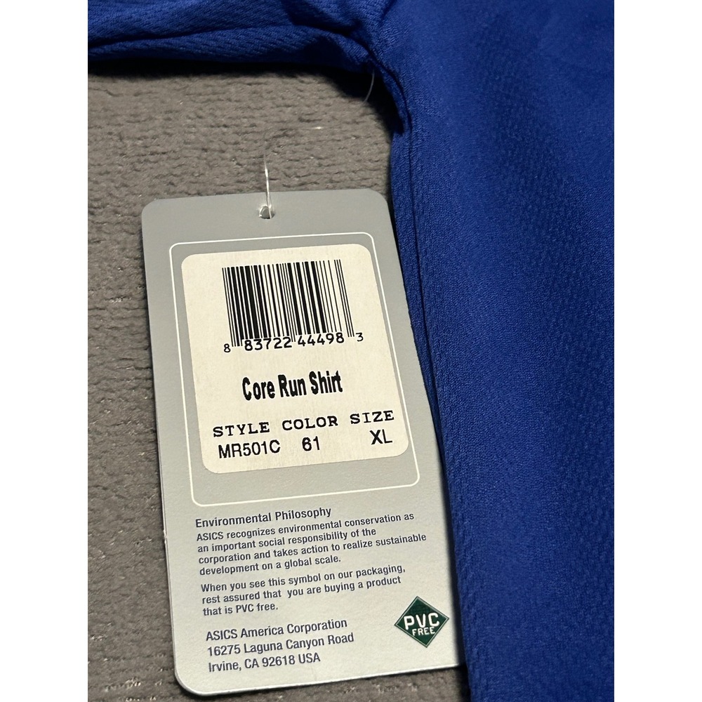 ASICS Core Run Shirt Mens XL Blue Short Sleeve Performance Tee MR501C NEW - Picture 3 of 7